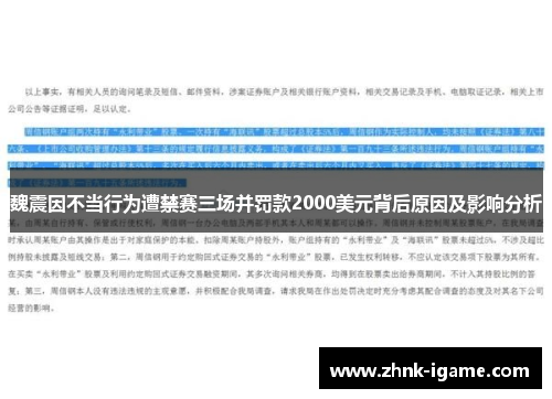 魏震因不当行为遭禁赛三场并罚款2000美元背后原因及影响分析